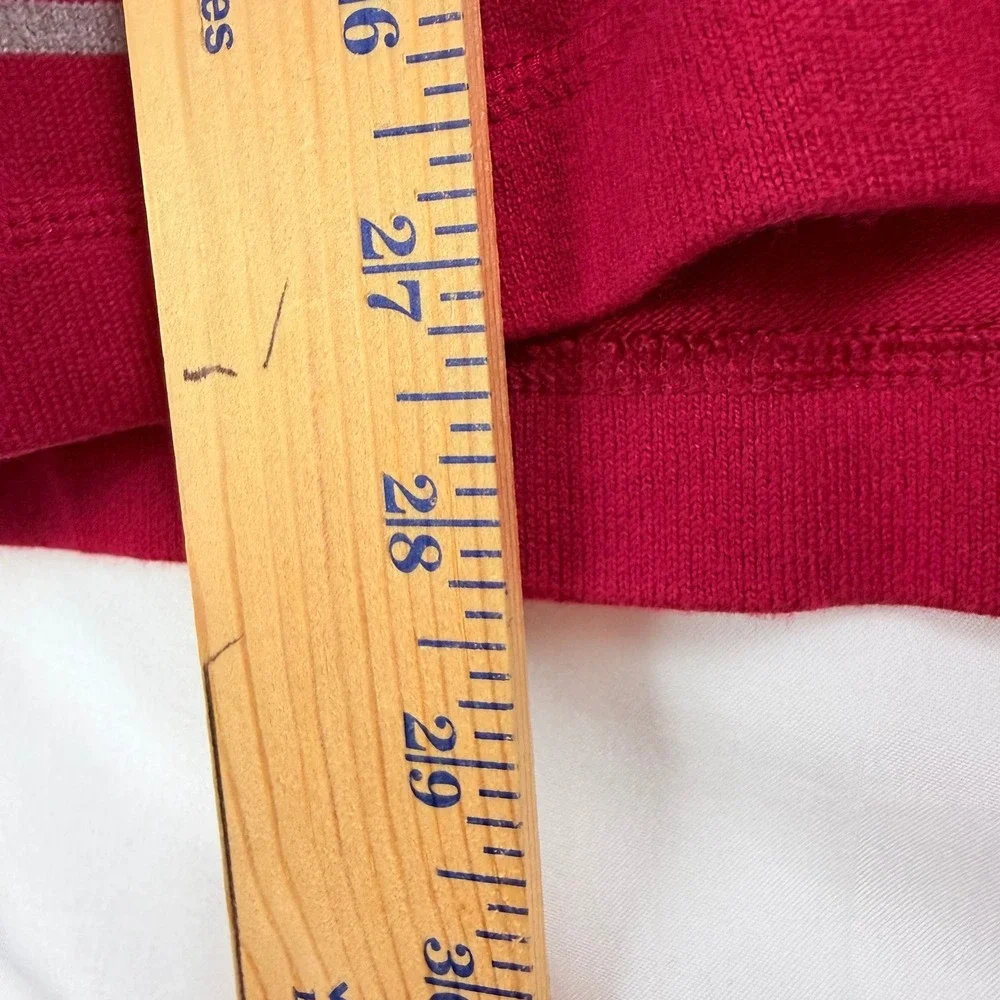 Banana Republic Men's Red Gray Striped Long Sleeve Quarter Zip Polo Shirt Size L